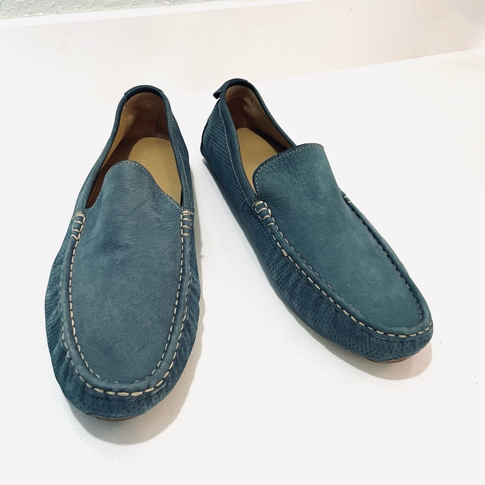 Cole Haan Men's Blue Perforated Suede Loafers